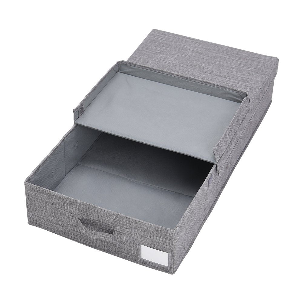 Removable lid detail on foldable linen underbed storage trunk