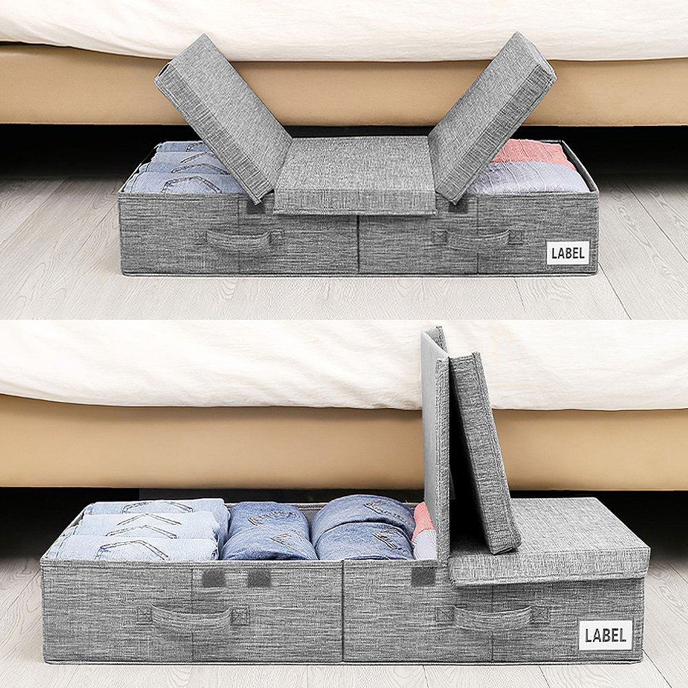 1/2pcs Household Clothing Storage Stytem 50L Underbed Storage Box with Remove Lid & Handles Foldable Linen Clothes, Blanket, Bedding Storage Bin Under Bed Drawers Closet Organizer Container Bedroom, Living Room, Cloakroom - image 2