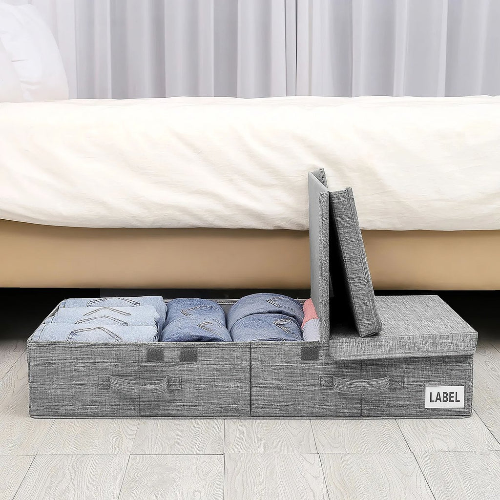 1/2pcs Household Clothing Storage Stytem 50L Underbed Storage Box with Remove Lid & Handles Foldable Linen Clothes, Blanket, Bedding Storage Bin Under Bed Drawers Closet Organizer Container Bedroom, Living Room, Cloakroom - image 4