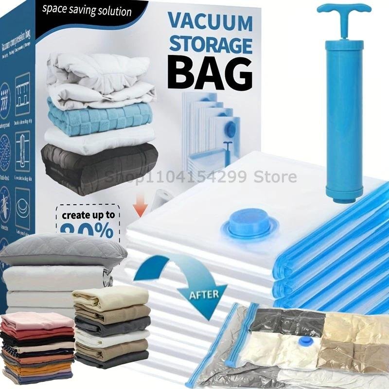 Hand pump included with vacuum storage bags for easy air removal, no electricity needed