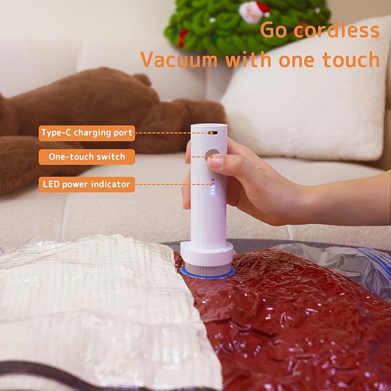 Compressed vacuum bag fitting neatly inside a suitcase for travel organisation