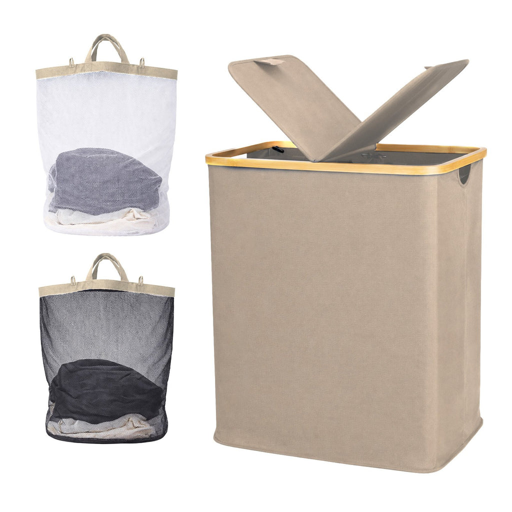 140L Lid Laundry Basket with Extra large Washing with 2 Removable Laundry Bags - image 1