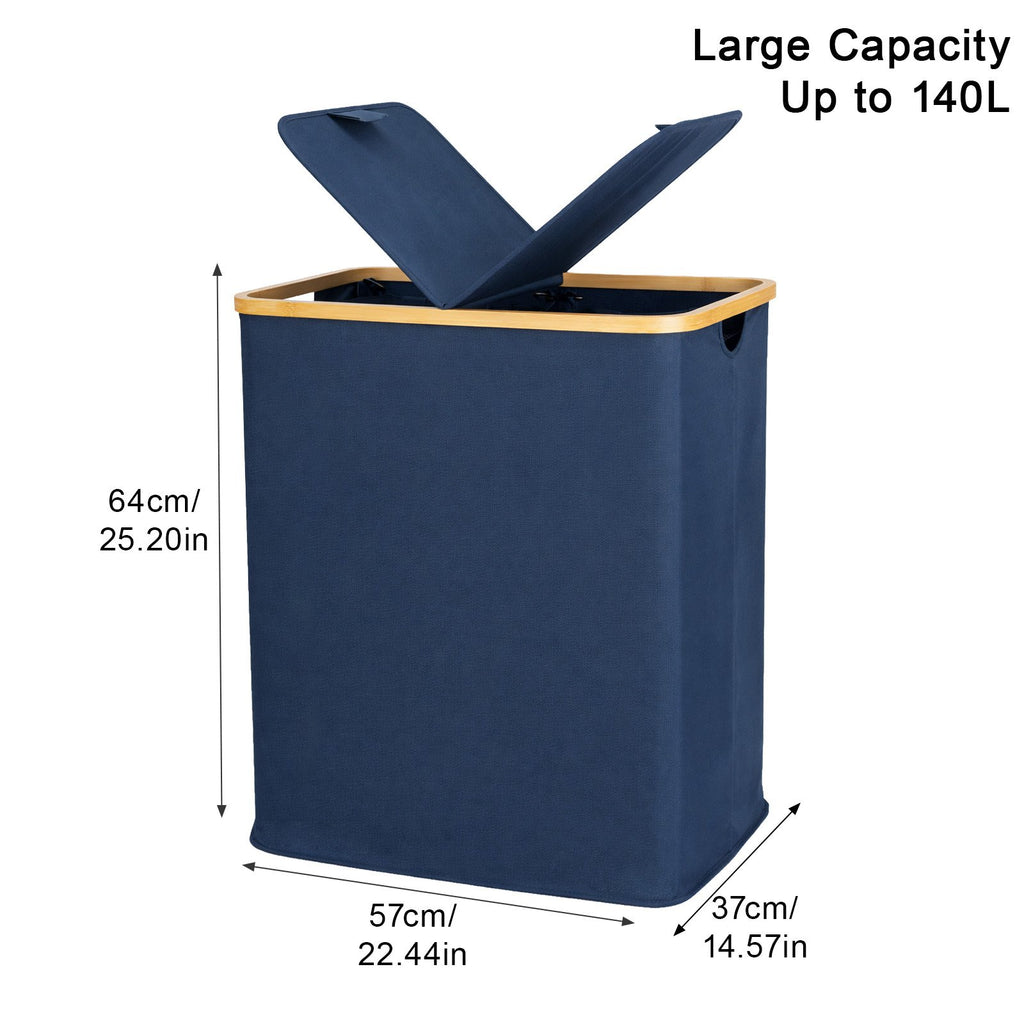 140L Lid Laundry Basket with Extra large Washing with 2 Removable Laundry Bags - image 2