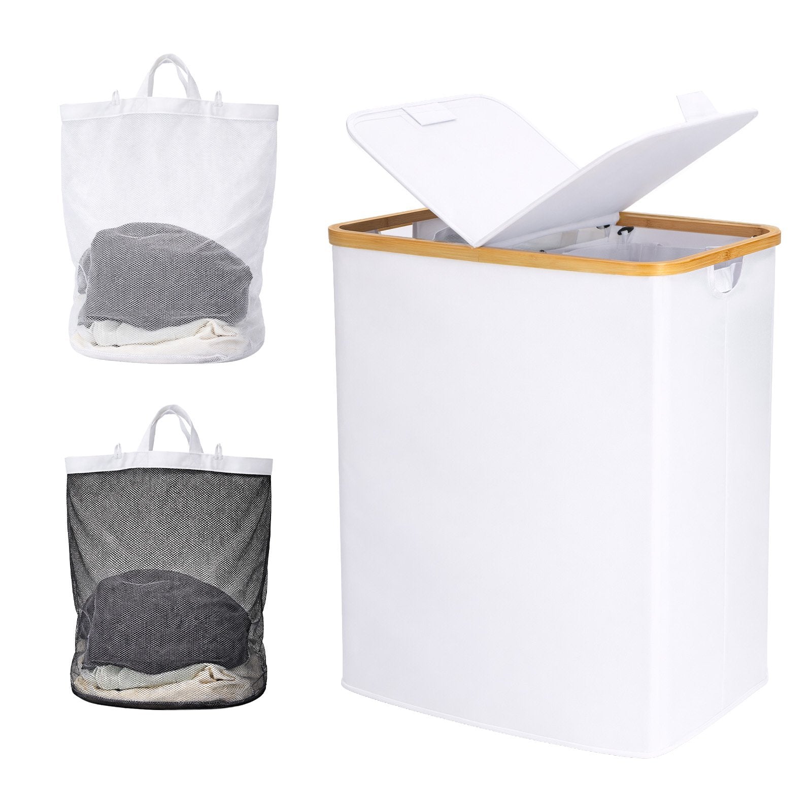 140L Lid Laundry Basket with Extra large Washing with 2 Removable Laundry Bags - image 3