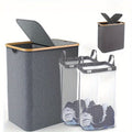 145L Laundry Basket Folding Bin Bag Hamper with Compartment Double Sided, Laundry Baskets - image 1