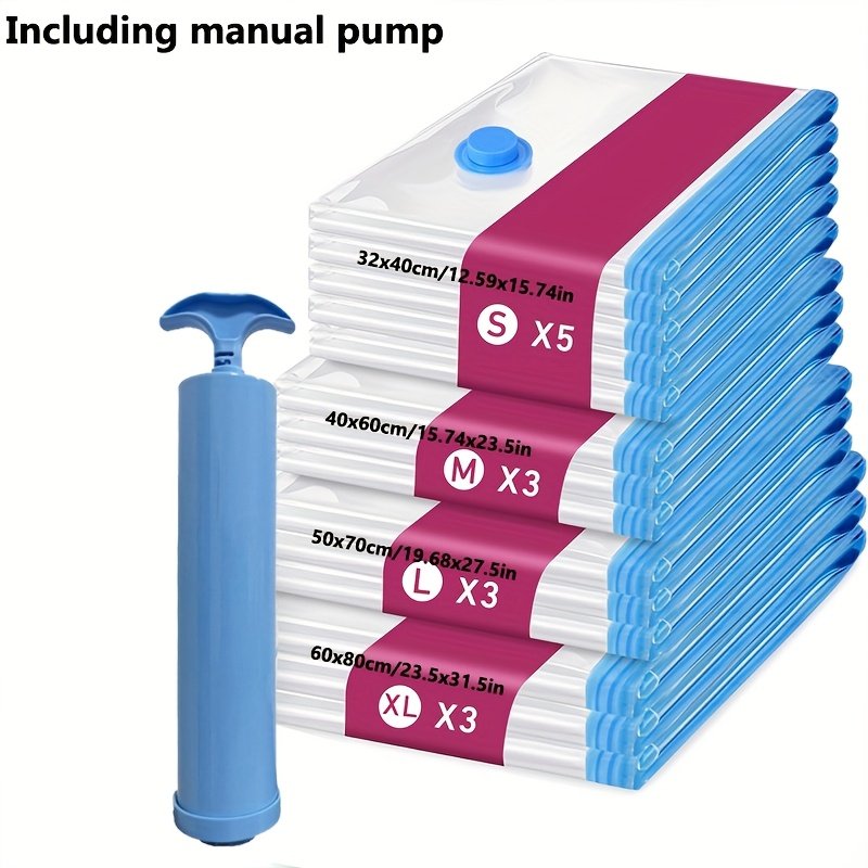 Four sizes of vacuum bags: small, medium, large and extra-large