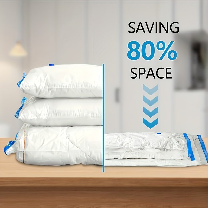 Compressed clothes in a vacuum storage bag ready for moving or storage