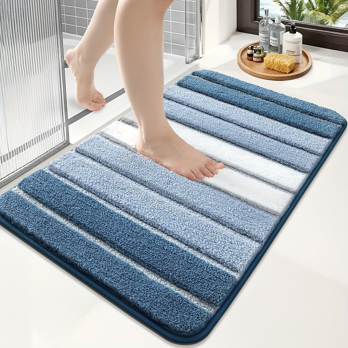1pc Bathroom Rug, Bathroom Mat, Extra Soft Absorbent Premium Bath Rug, Non-Slip Comfortable Bath Mat, Carpet for Tub, Shower, Bath Room, Bathroom Accessories, Bathroom Supplies, Area Rugs, Laundry, Bedrooom, Shower, Indoor Mat, Christmas Decoration - image 1