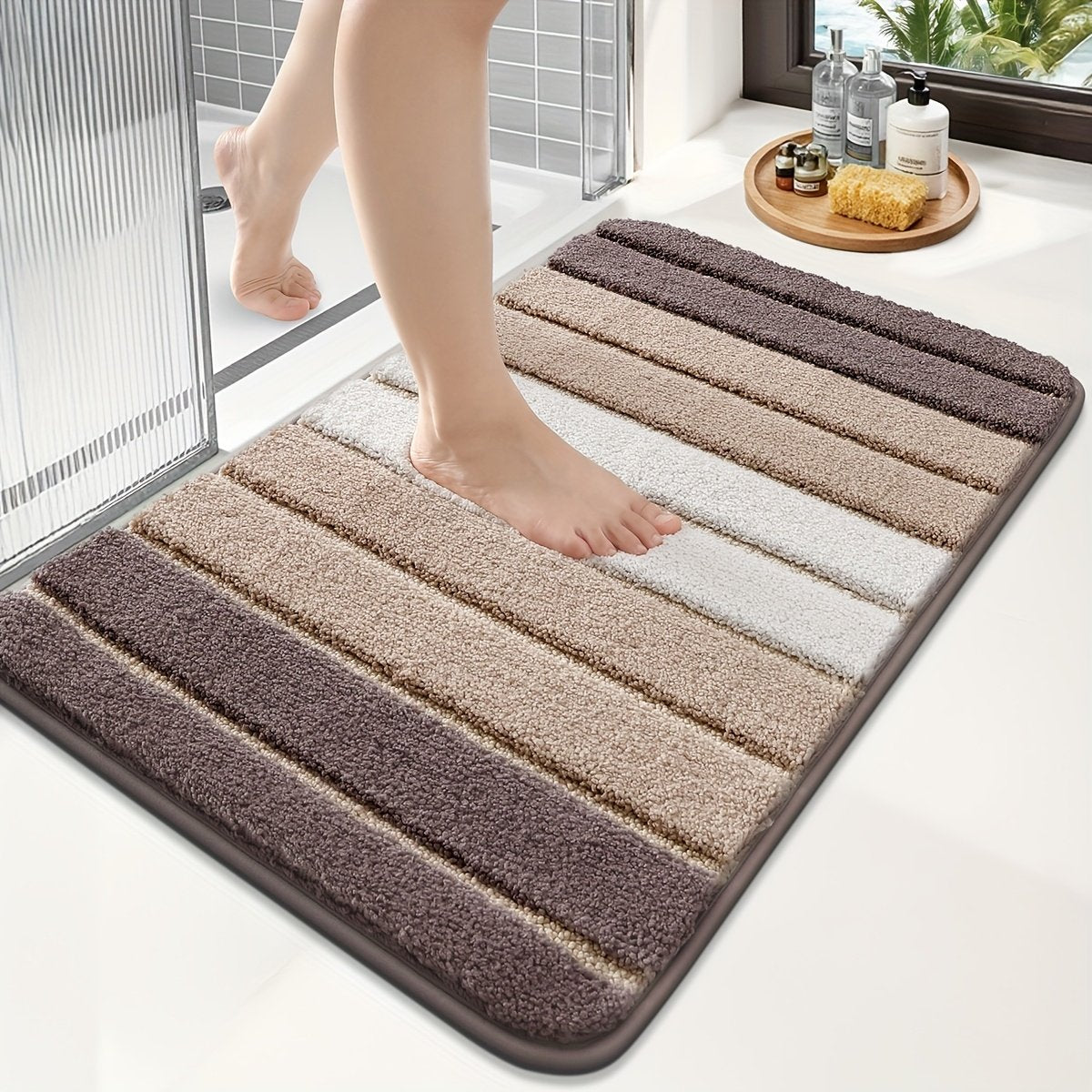 1pc Bathroom Rug, Bathroom Mat, Extra Soft Absorbent Premium Bath Rug, Non-Slip Comfortable Bath Mat, Carpet for Tub, Shower, Bath Room, Bathroom Accessories, Bathroom Supplies, Area Rugs, Laundry, Bedrooom, Shower, Indoor Mat, Christmas Decoration - image 2