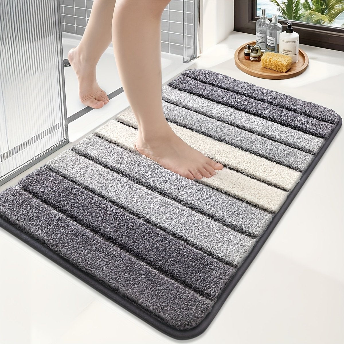 1pc Bathroom Rug, Bathroom Mat, Extra Soft Absorbent Premium Bath Rug, Non-Slip Comfortable Bath Mat, Carpet for Tub, Shower, Bath Room, Bathroom Accessories, Bathroom Supplies, Area Rugs, Laundry, Bedrooom, Shower, Indoor Mat, Christmas Decoration - image 4