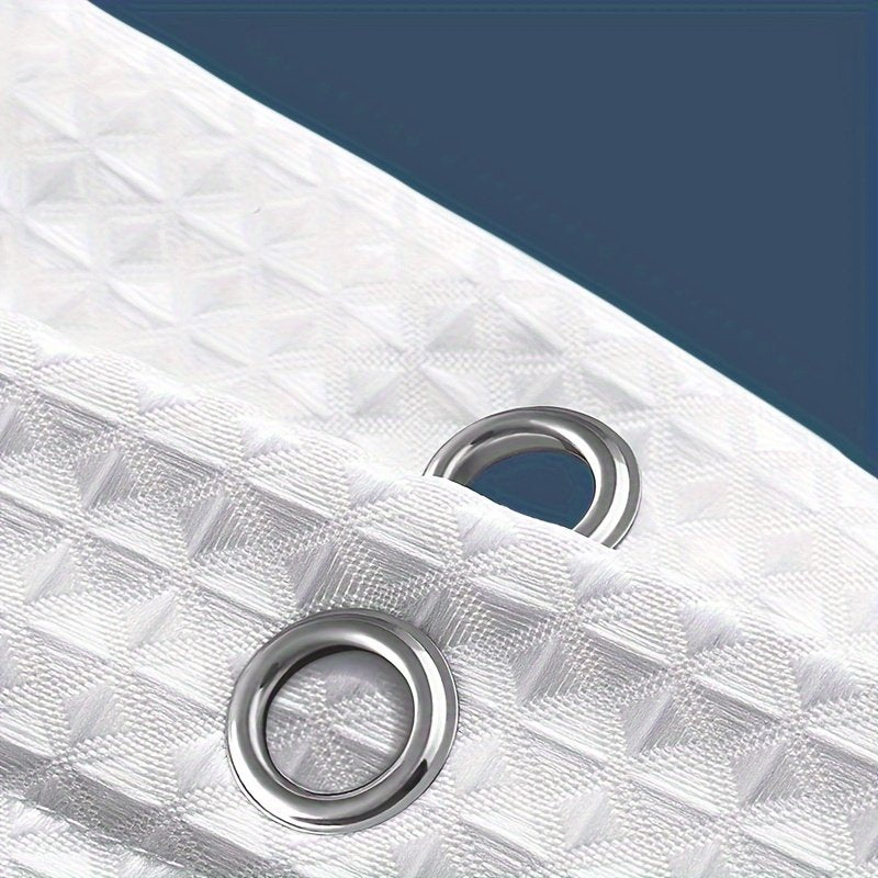 Hotel style waffle weave bathroom curtain in khaki