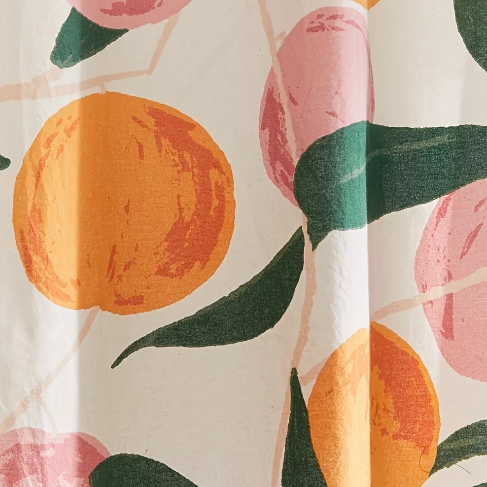 1pc Pure Polyester Digital Print Cartoon Peach Shower Curtain, Decorative with 12 Plastic Hooks - image 5
