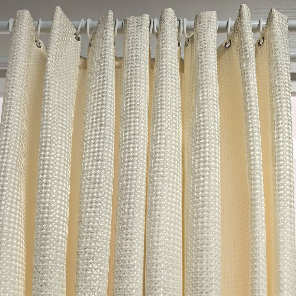 Thickened jacquard waffle weave shower curtain with matching hooks