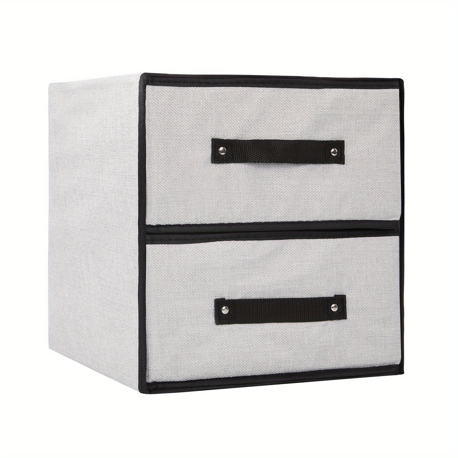 Two-drawer foldable fabric clothing storage box for wardrobe