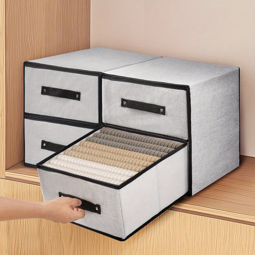 Two-drawer foldable fabric storage box for clothing organisation