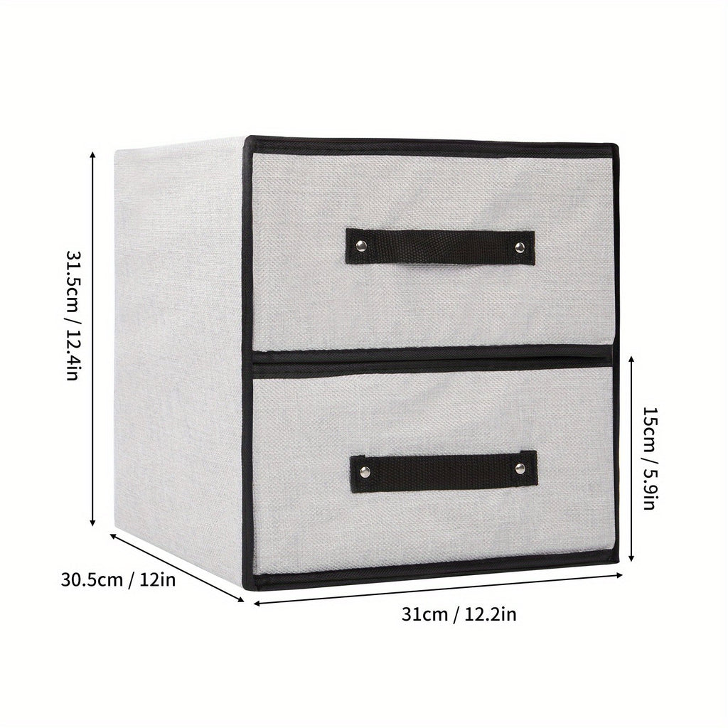 Two-layered fabric storage bin for wardrobe organisation