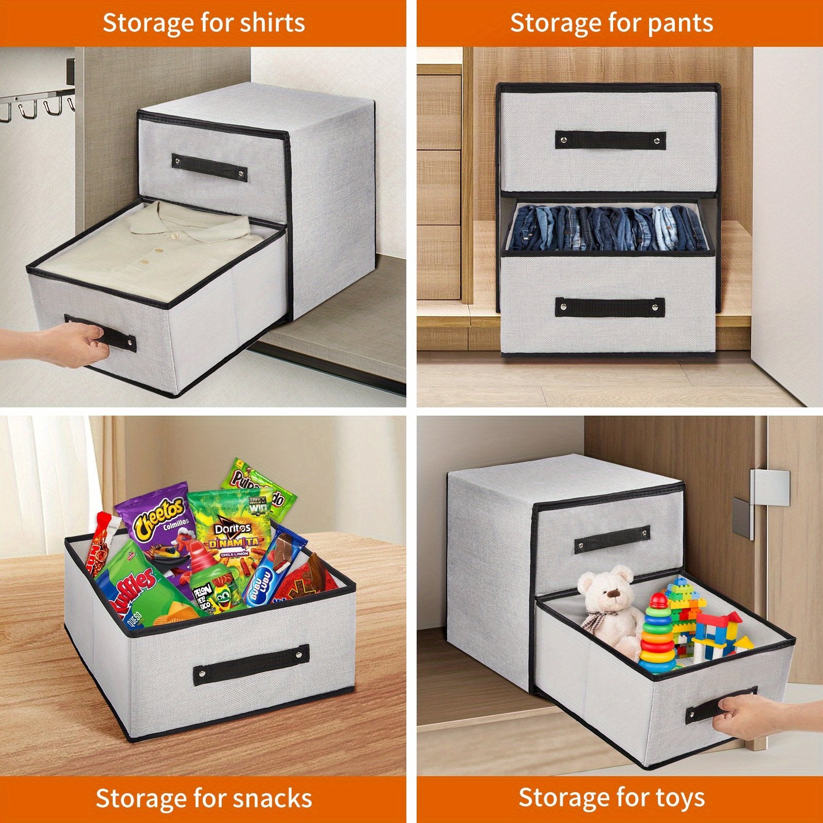 Foldable drawer storage box collapsed flat to save space
