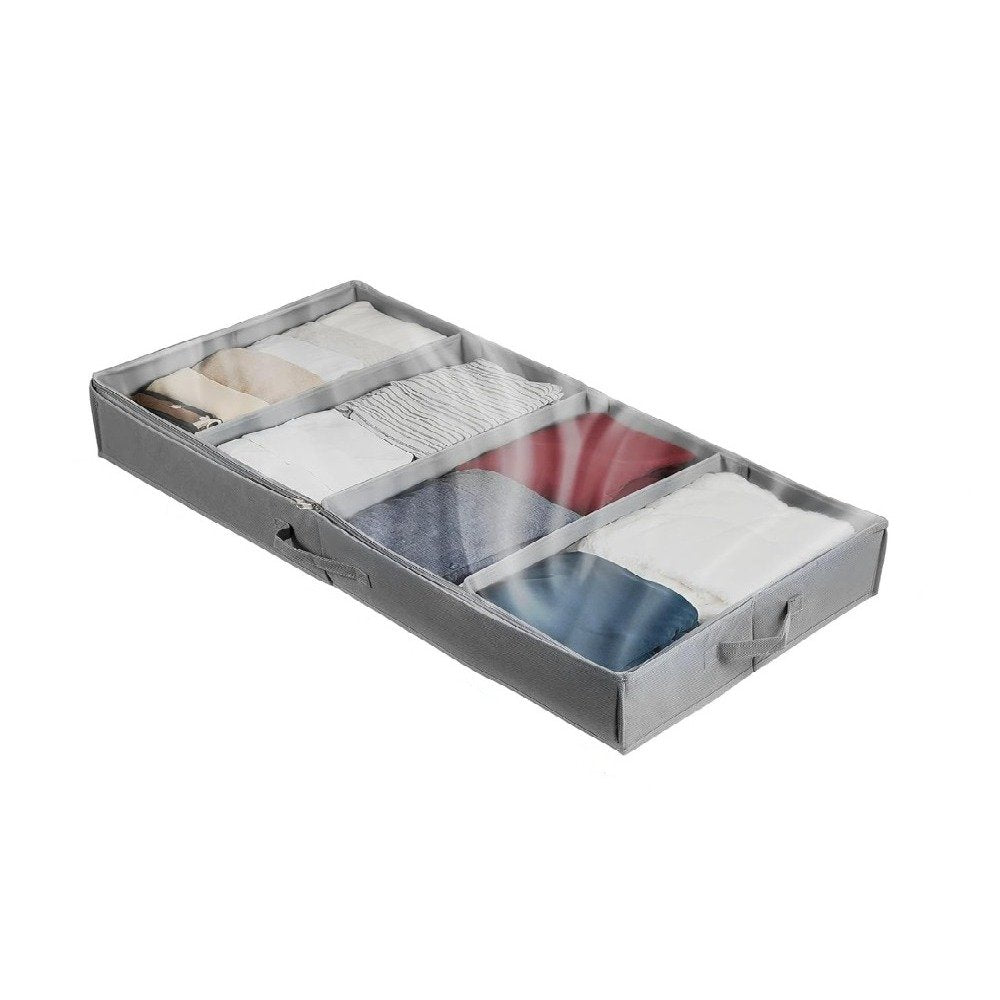 Reinforced handle detail on thick fabric underbed storage box