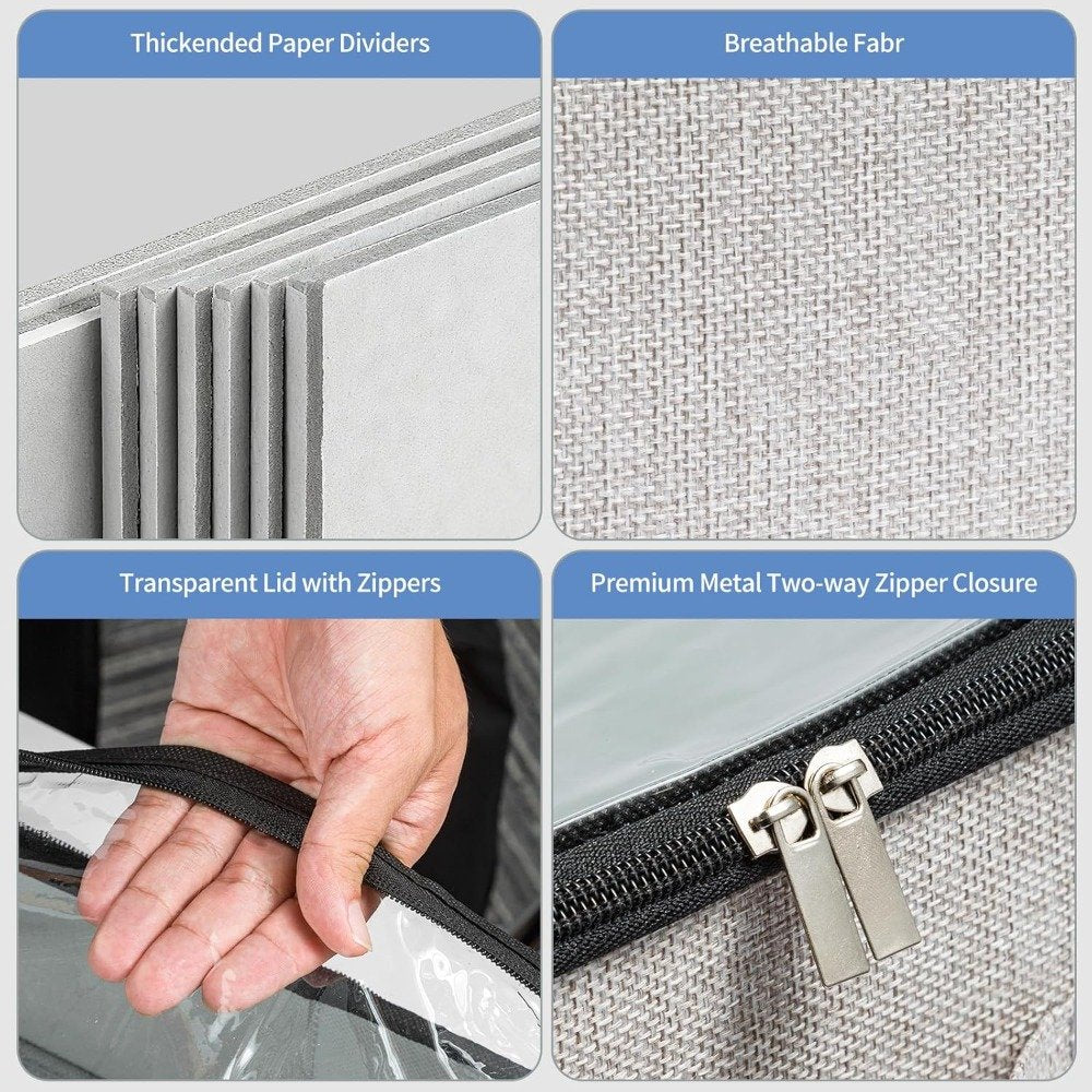 Transparent window lid detail on foldable bed bottom storage box