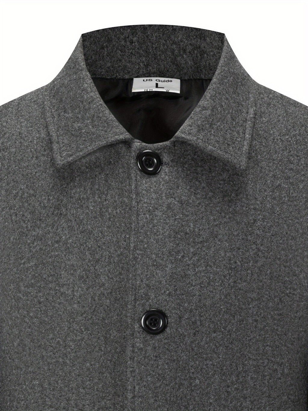 Side view of the regular fit men's trench coat in dark grey