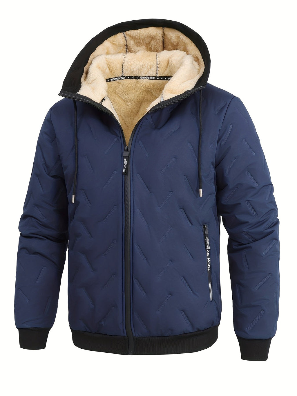 Men's casual warm winter jacket with 3D print detail for festive occasions