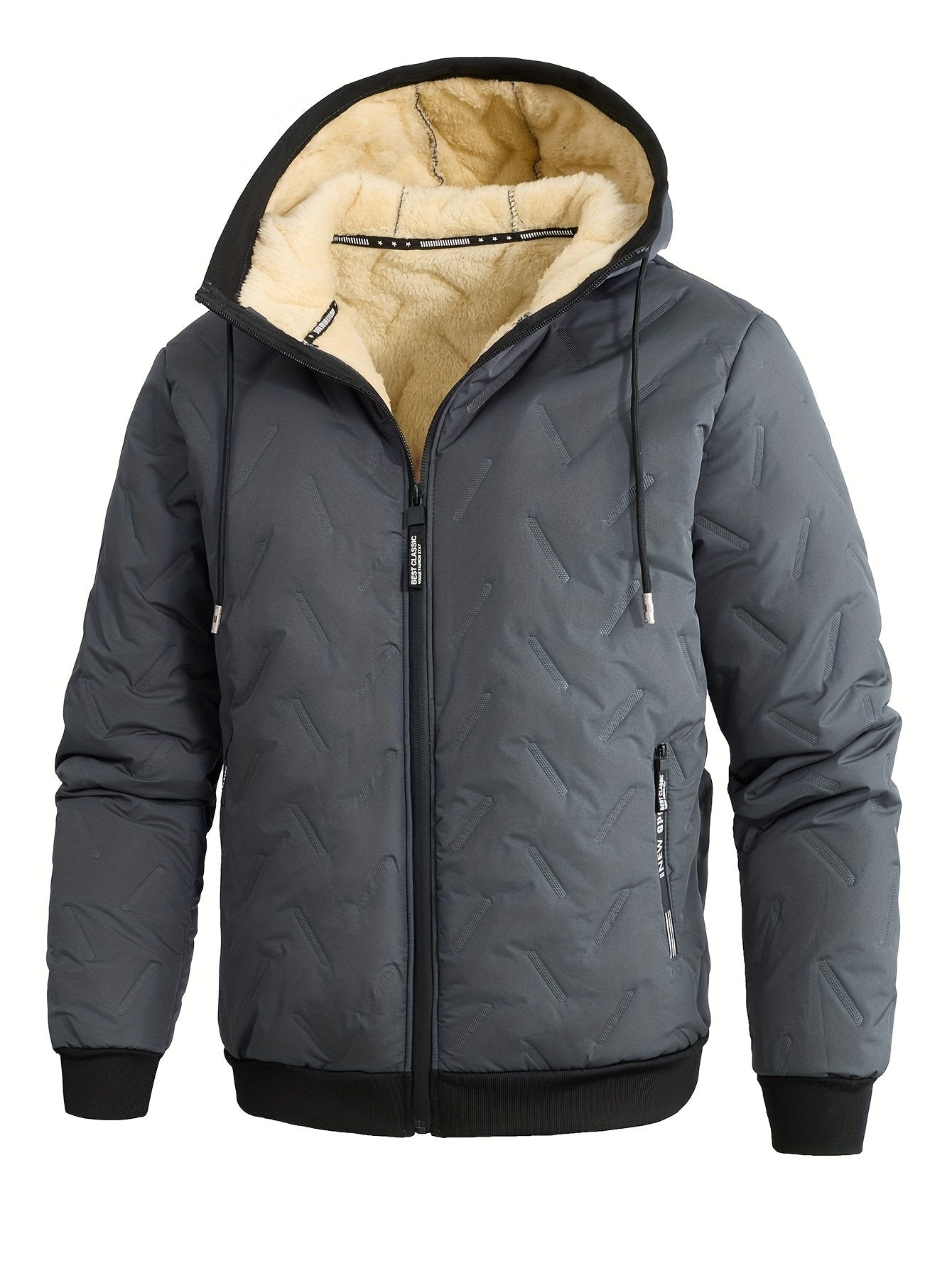 Men's hooded 3D print jacket for running hiking and outdoor winter use
