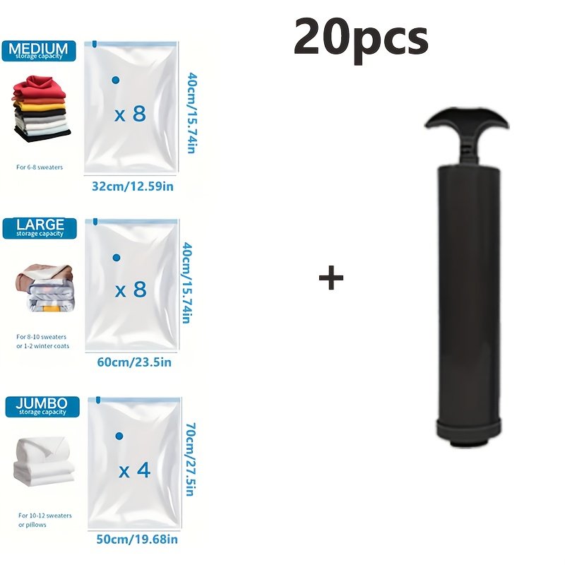 Manual air pump compressing extra large vacuum bag with duvet inside