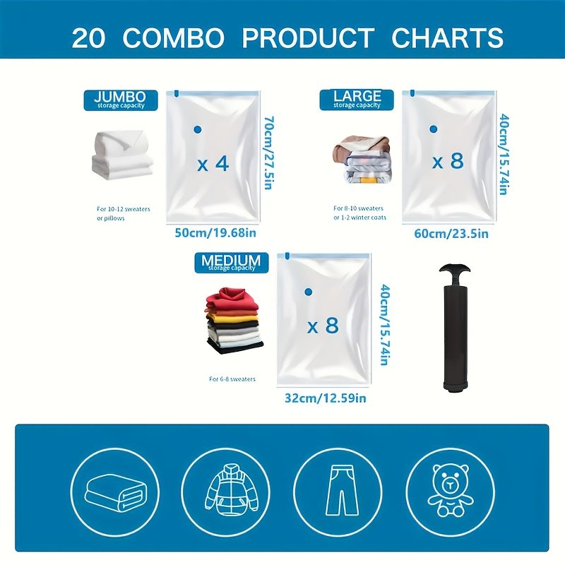 Compressed wardrobe clothes stored flat in stackable vacuum bags for moving house