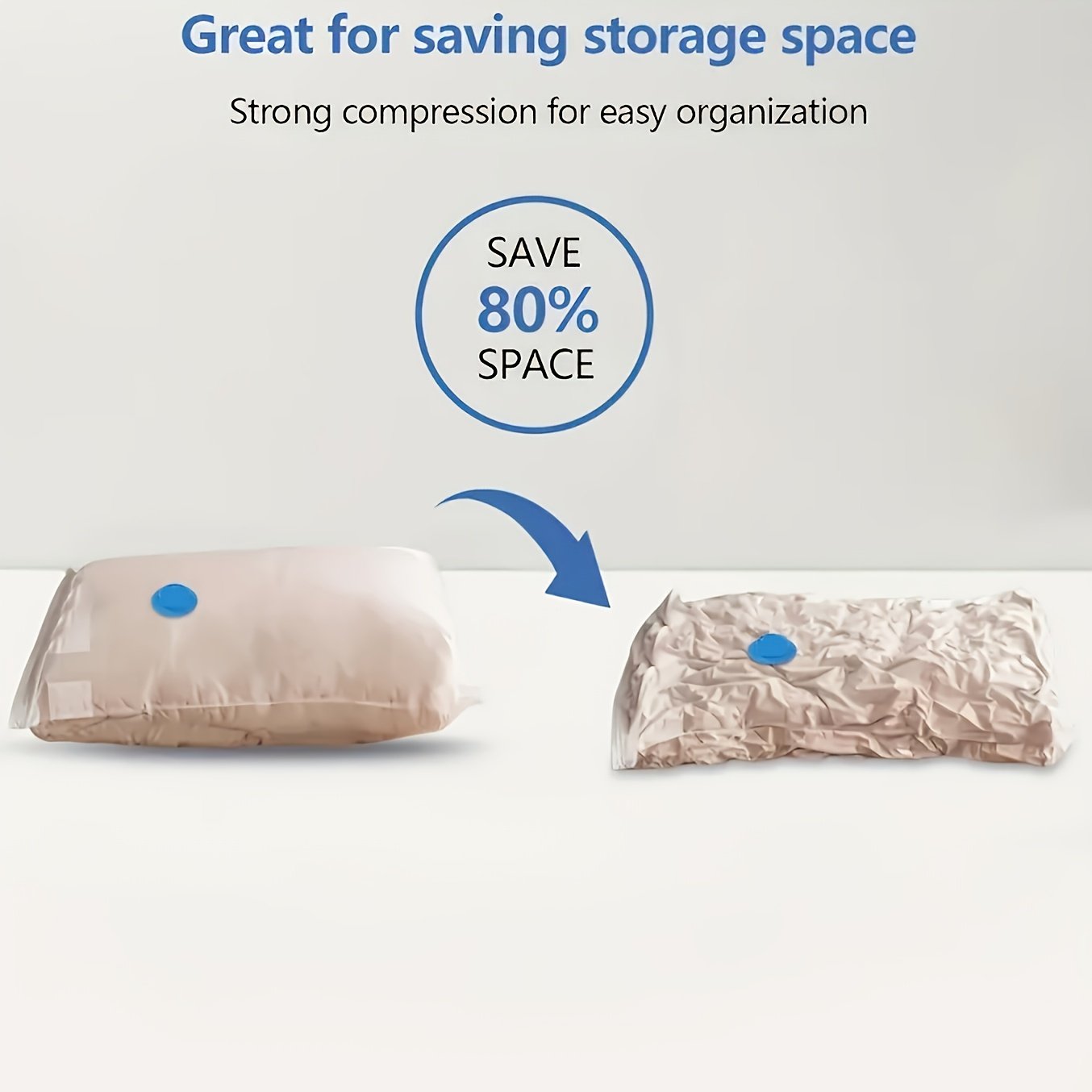 Seasonal bedding organised in vacuum storage bags without electricity