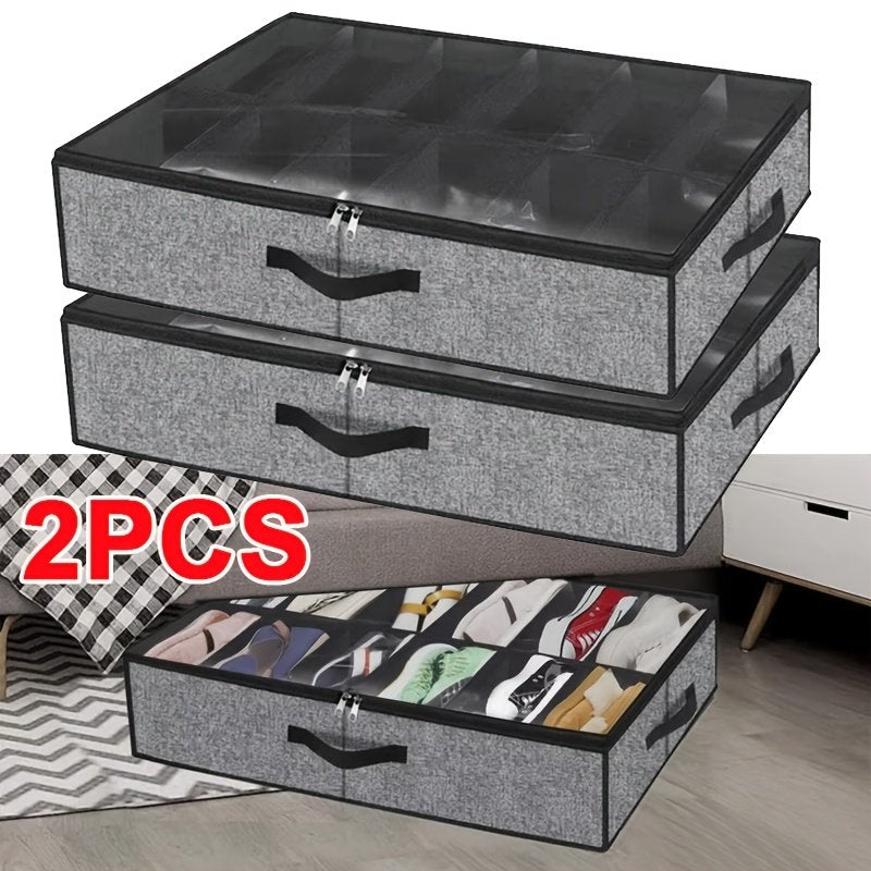 24 pair underbed shoe storage organiser with transparent window foldable
