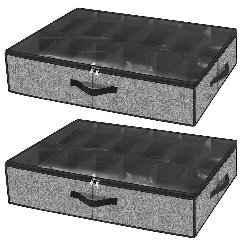 Transparent window showing shoes stored in underbed organiser
