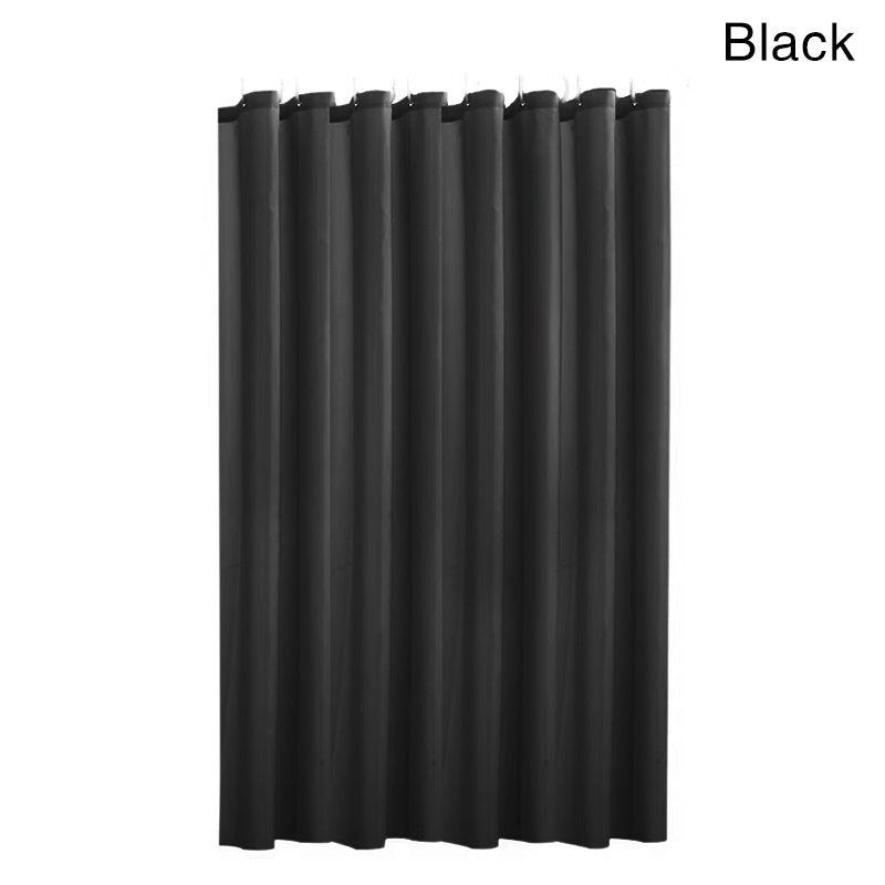 Extra long shower curtain with hooks in tall shower