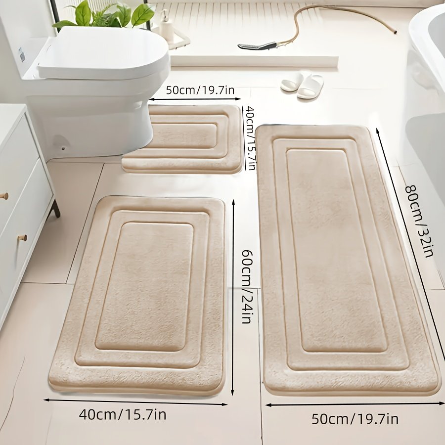 3-Pack Ultra Absorbent Bath Mats | Non-Slip Bathroom Rugs, Soft and Comfortable Polyester, Rectangle Shape, Machine Made, Universal Holiday Use - image 2