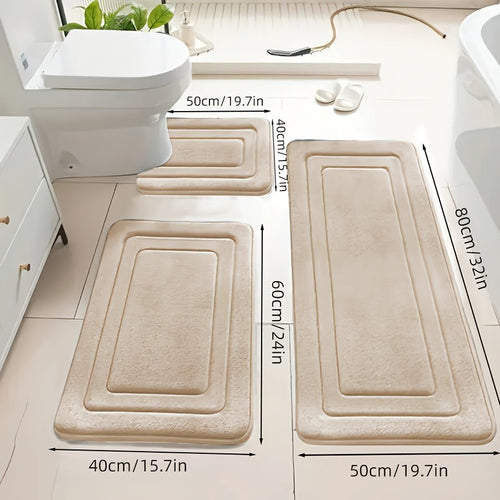 3-Pack Ultra Absorbent Bath Mats | Non-Slip Bathroom Rugs, Soft and Comfortable Polyester, Rectangle Shape, Machine Made, Universal Holiday Use - image 2
