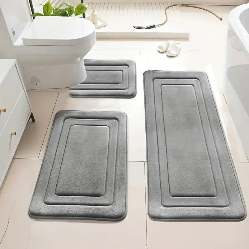 3-Pack Ultra Absorbent Bath Mats | Non-Slip Bathroom Rugs, Soft and Comfortable Polyester, Rectangle Shape, Machine Made, Universal Holiday Use - image 3