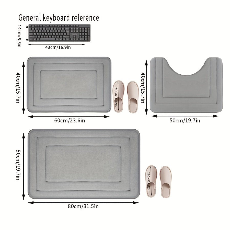 3-Pack Ultra Absorbent Bath Mats | Non-Slip Bathroom Rugs, Soft and Comfortable Polyester, Rectangle Shape, Machine Made, Universal Holiday Use - image 4
