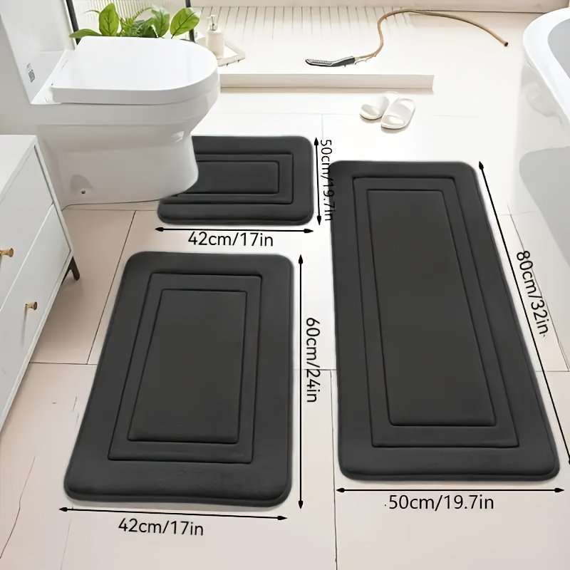 3-Pack Ultra Absorbent Bath Mats | Non-Slip Bathroom Rugs, Soft and Comfortable Polyester, Rectangle Shape, Machine Made, Universal Holiday Use - image 6