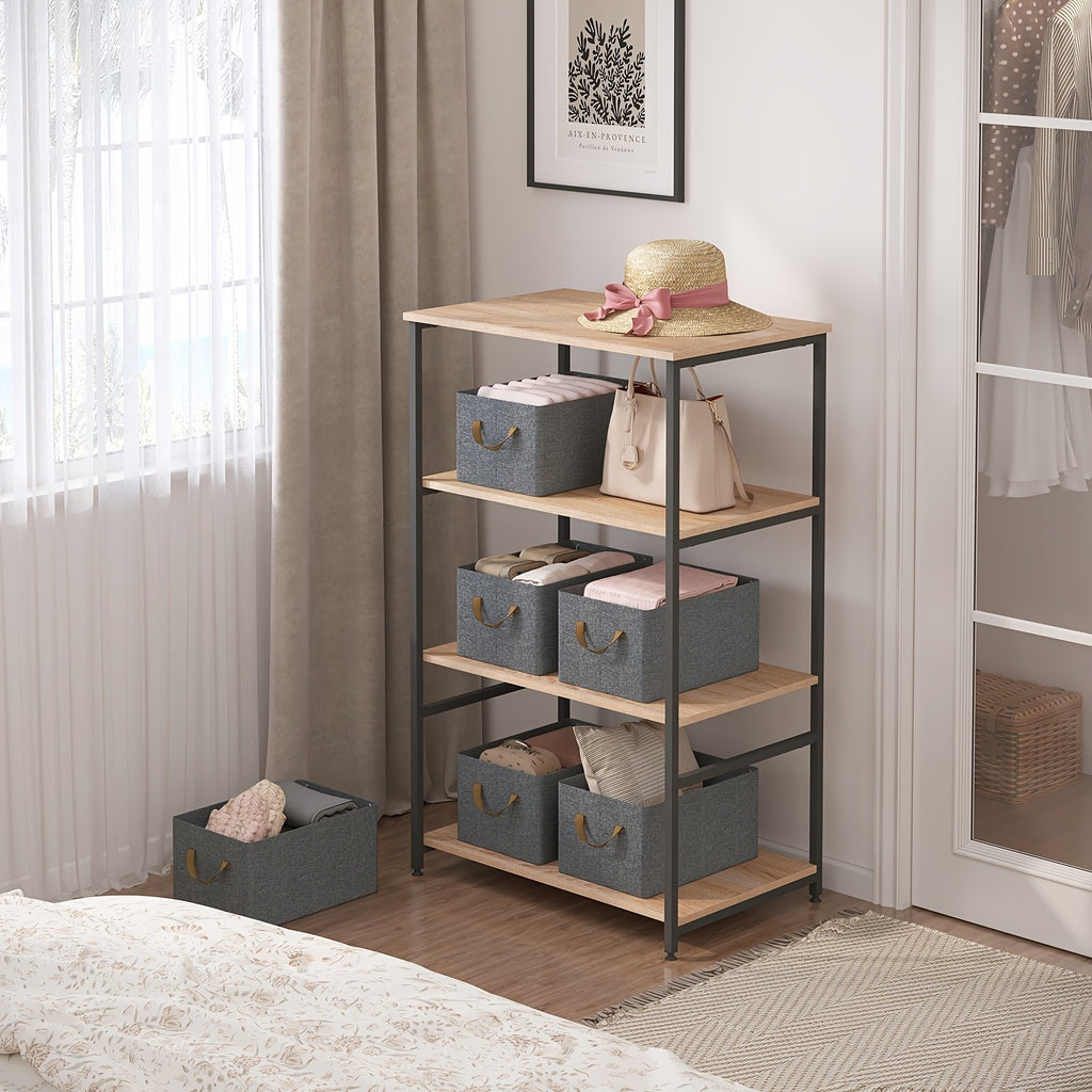Foldable grey fabric storage cubes stacking organiser boxes 3 and 5 pack