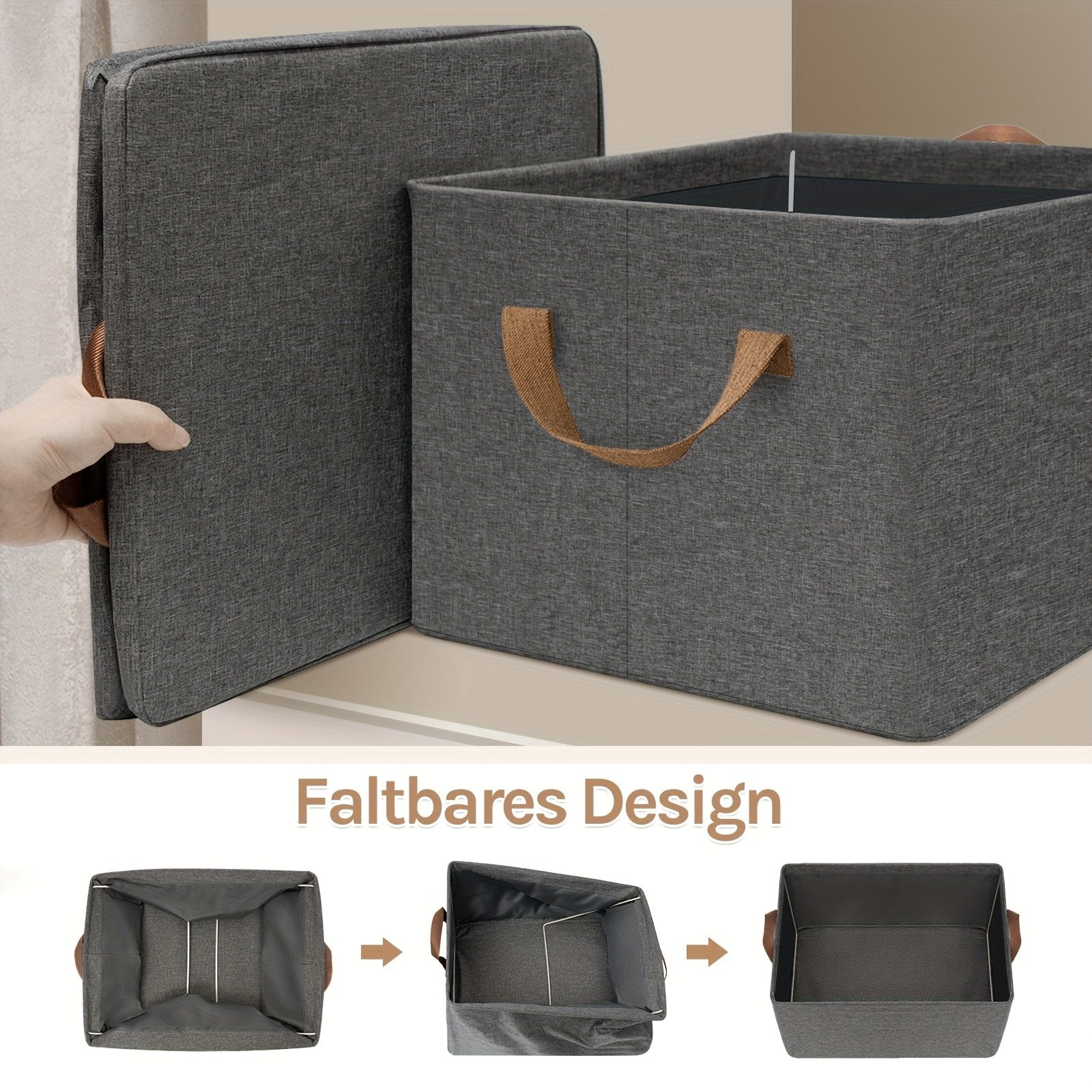 Modern grey storage cubes keeping household items tidy