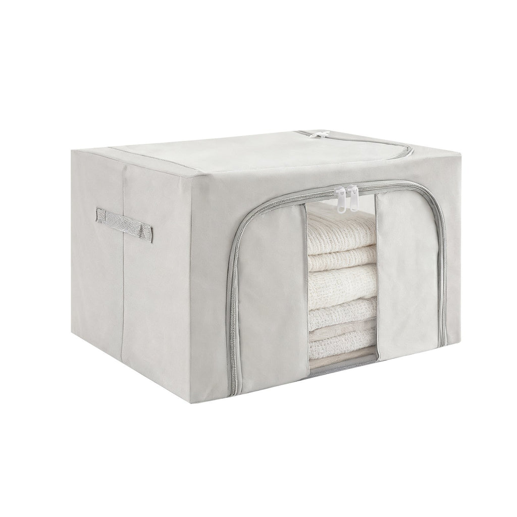 Set of 3 large foldable storage boxes with zippered compartments for clothes