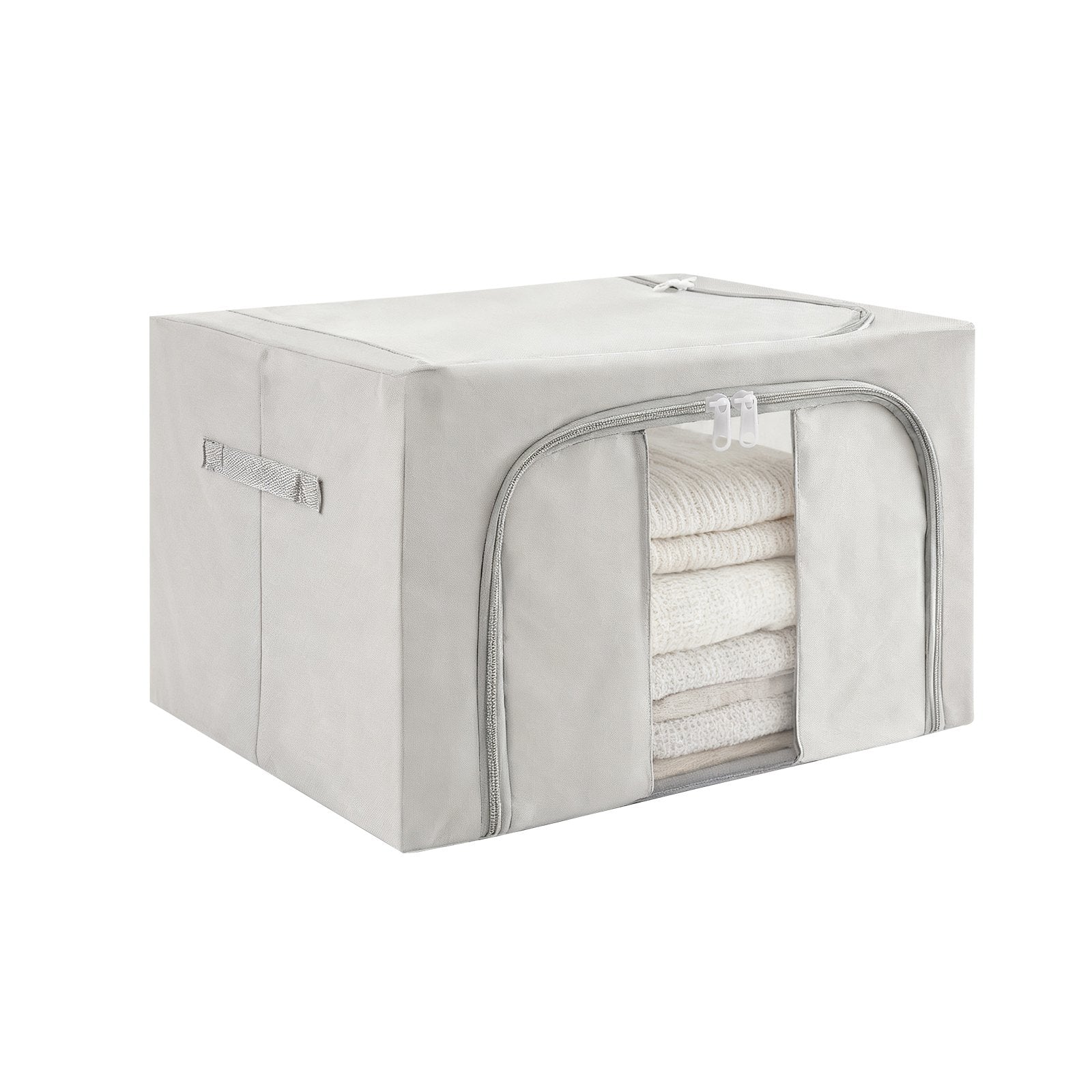 Set of 3 large foldable storage boxes with zippered compartments for clothes