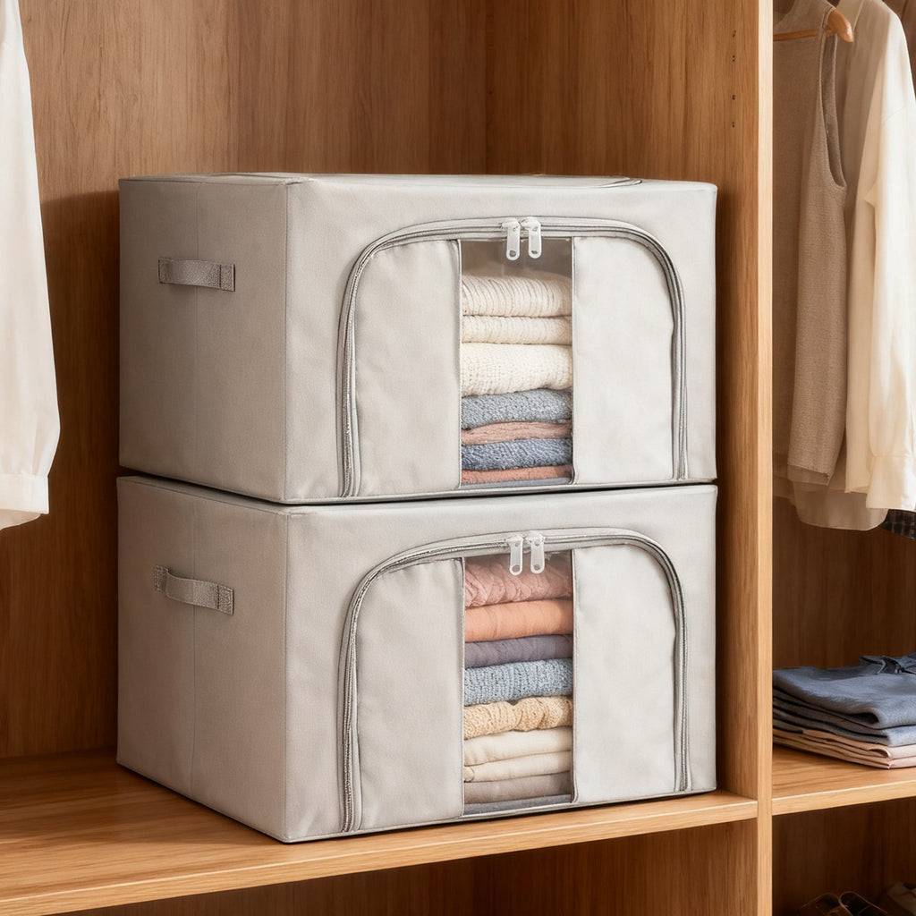Large capacity fabric storage box collapsed flat to save space