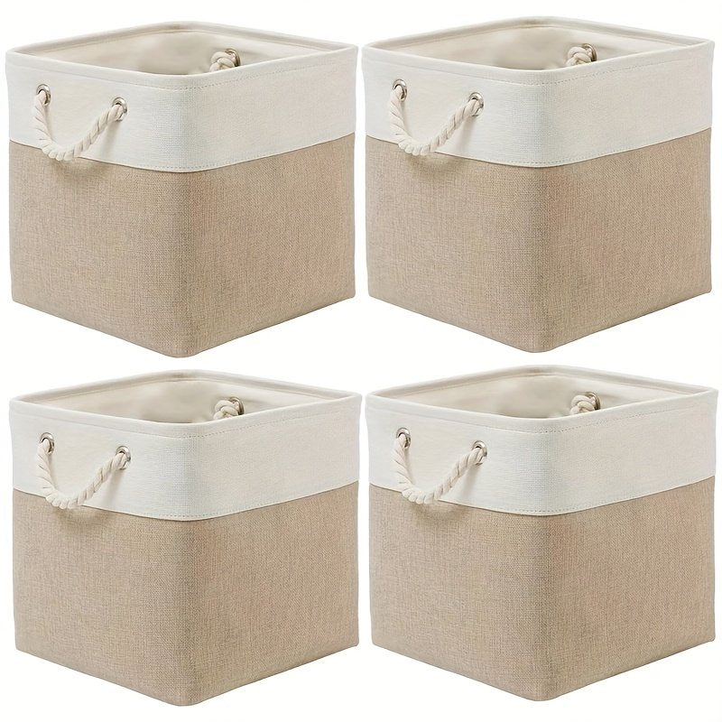 White square organiser basket with carry handles on shelf