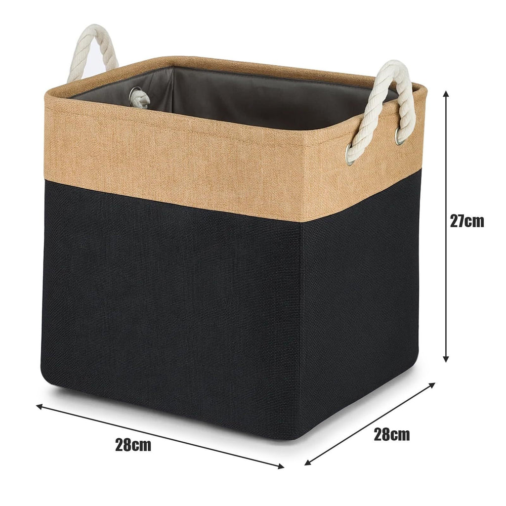 Large cube storage bins arranged in cube shelving unit
