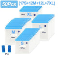 50pcs vacuum seal food storage bag set with 4 sizes S M L XL and 2 clips