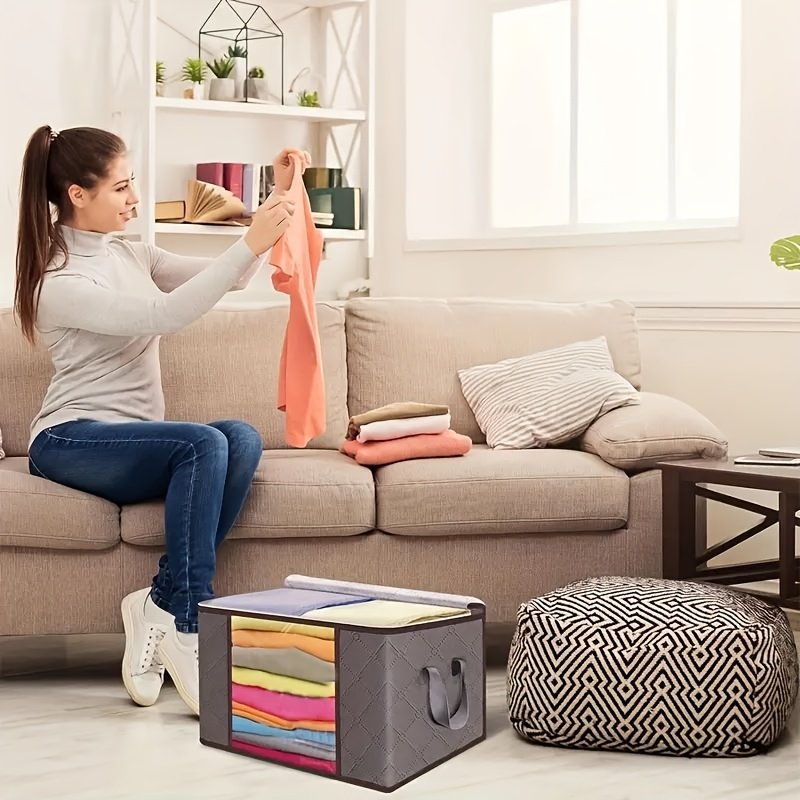 Easy carry handles on thick fabric extra large storage bag