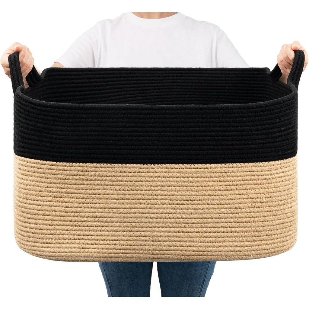 65L large cotton rope storage basket for blankets in living room