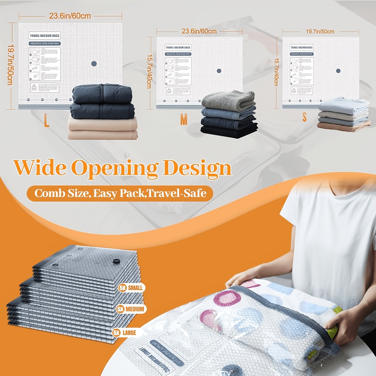 Compressed vacuum bag fitting neatly inside a suitcase