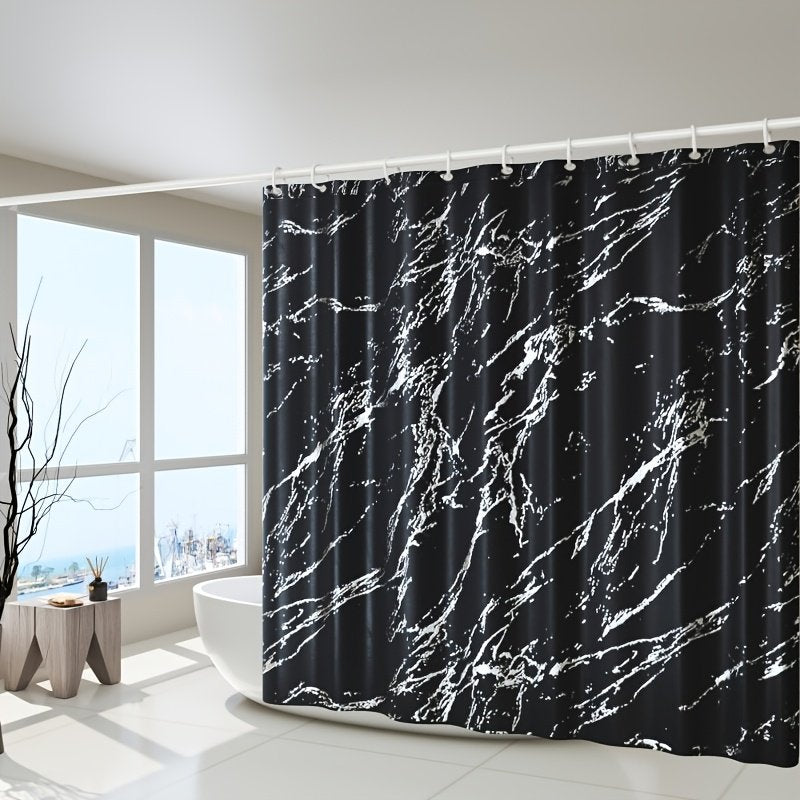 A Gilded And Silvered Shower Curtain Made of 110G Thick Polyester Fabric, Suitable for Home Decoration, Comes with Metal Rings And Matching Hooks - image 6