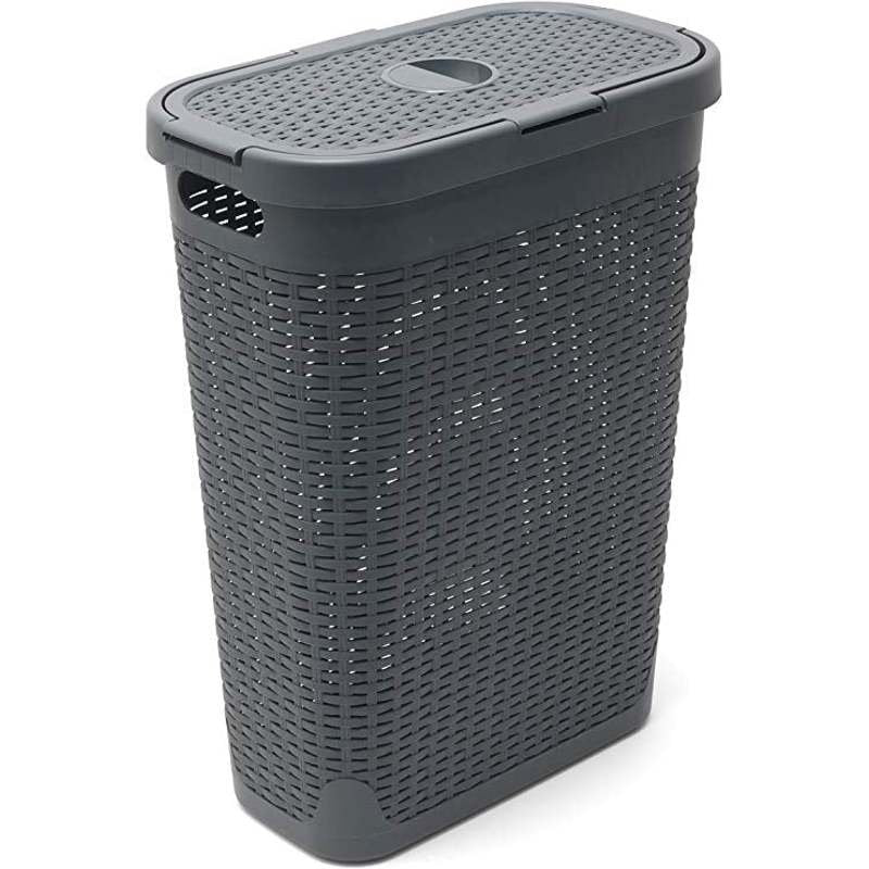 Addis Rattan Charcoal Slim Laundry Hamper 40 Litre | Bedroom or Bathroom - image 1